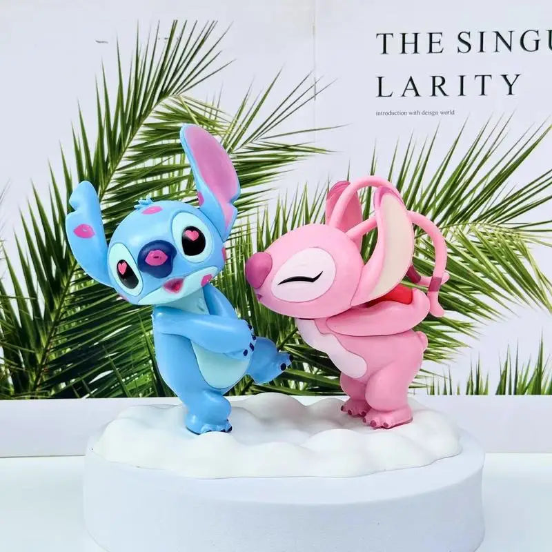 Lilo & Stitch Couple Stitch Handmade Doll Pvc Model Automotive Accessories Valentine'S Day Trendy Play Ornamen Gift For Birthday